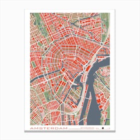 Amsterdam Classic Map Canvas Print