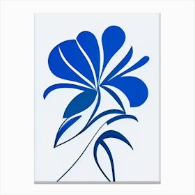 Flower Symbol Blue And White Line Drawing Canvas Print
