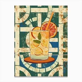 Cocktail On A Mosaic Background Illustrative Canvas Print