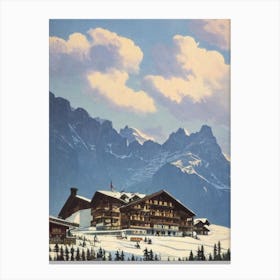 Grindelwald, Switzerland Ski Resort Vintage Landscape 1 Skiing Poster Canvas Print