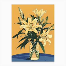 Lily Flowers On A Table   Contemporary Illustration 4 Canvas Print