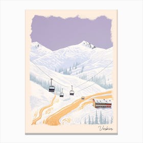Poster Of Verbier   Switzerland, Ski Resort Pastel Colours Illustration 2 Canvas Print