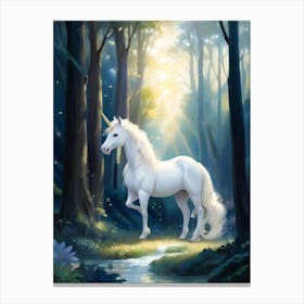 Unicorn In The Forest 3 Canvas Print