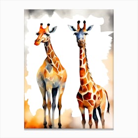 Watercolor Giraffes Canvas Print