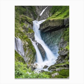 Trümmelbach Falls, Switzerland Realistic Photograph (3) Canvas Print