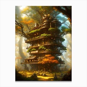 Tree House In The Forest 1 Canvas Print