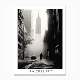 Poster Of New York City, Black And White Analogue Photograph 4 Canvas Print