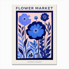 Blue Flower Market Poster Cornflower Market Poster 2 Canvas Print