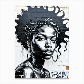 Vintage Graffiti Mural Of Beautiful Black Woman 119 Canvas Print