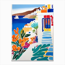 Myconos, Mediterranean Seaside Villa Canvas Print