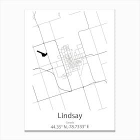 Lindsay,Canada Minimalist Map Canvas Print