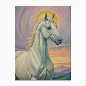 White Horse Purple Sunset Canvas Print