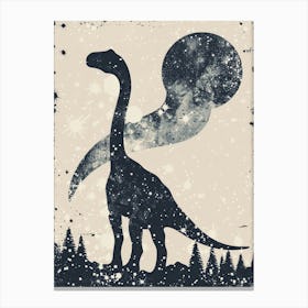 Black Celestial Dinosaur Silhouette Canvas Print