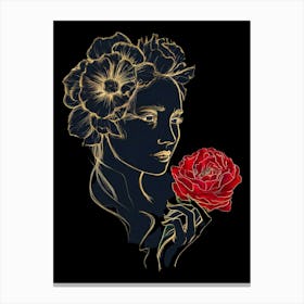 Woman Holding A Rose Canvas Print