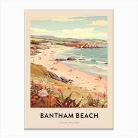 Devon Vintage Travel Poster Bantham Beach 3 Canvas Print