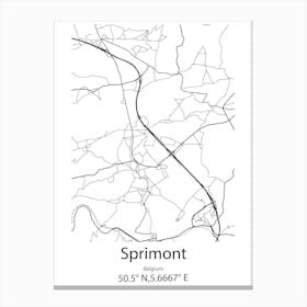 Sprimont,Belgium Minimalist Map Canvas Print