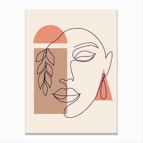 Portrait Of A Woman With Leaves Canvas Print