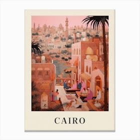 Cairo Egypt 4 Vintage Pink Travel Illustration Poster Canvas Print