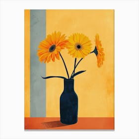 Gerbera Daisy Flowers On A Table   Contemporary Illustration 4 Canvas Print