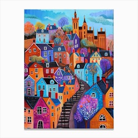 Kitsch Colourful England Cityscape 3 Canvas Print