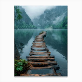 Wooden Bridge Over A Lake 1 Canvas Print