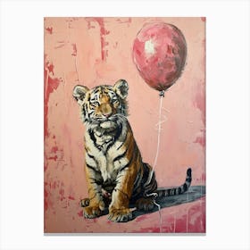 Cute Bengal Tiger 3 With Balloon Canvas Print