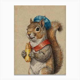 Squirrel With A Hat Canvas Print