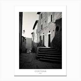 Poster Of Cortona, Italy, Black And White Analogue Photography 1 Canvas Print