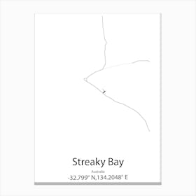 Streaky Bay,Australia Minimalist Map Canvas Print