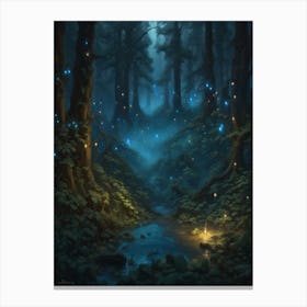 Blue Fireflies Print Canvas Print