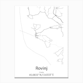 Rovinj,Croatia Minimalist Map Canvas Print