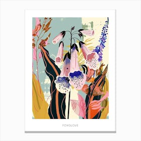 Colourful Flower Illustration Poster Foxglove 3 Canvas Print