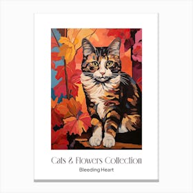 Cats & Flowers Collection Bleeding Heart Flower Vase And A Cat, A Painting In The Style Of Matisse 0 Canvas Print