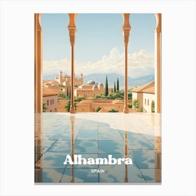 Alhambra Palace Andalusia Spain Travel Art Illustration 1 Canvas Print