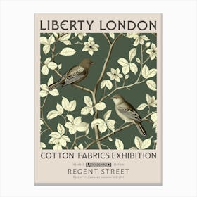 Liberty London Print William Morris Textiles Birds Dark Green Canvas Print