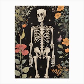 Botanical Skeleton Vintage Flowers Painting (63) Canvas Print