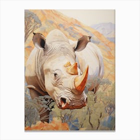 Rhino Patchwork Style Neutral Colours 3 Canvas Print