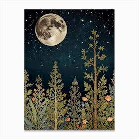 Moonlight In The Forest Style William Morris 10 Canvas Print