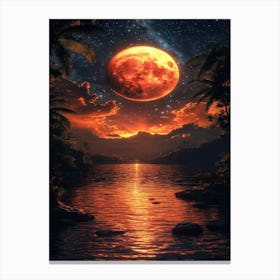 Moon Over The Water 4 Canvas Print