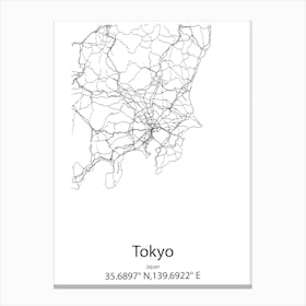 Tokyo,Japan Minimalist Map Canvas Print