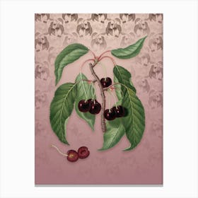 Vintage Hard Fleshed Cherry Botanical on Dusty Pink Pattern n.1841 Canvas Print