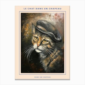 Kitsch Cat In A Beret 2 Poster Canvas Print