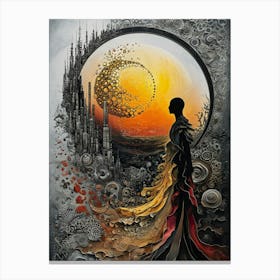 Abstract Cosmic City Of Future Dreams Canvas Print