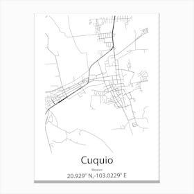 Cuquio,Mexico Minimalist Map Canvas Print