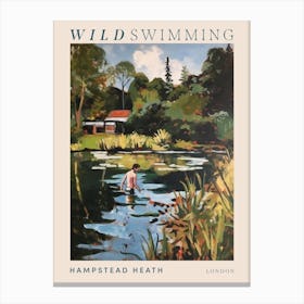 Wild Swimming At Hampstead Heath London 2 Poster Canvas Print