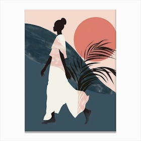 Woman Walking At Sunset Canvas Print