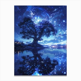 Tree In The Night Sky 1 Canvas Print