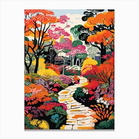 Brooklyn Botanic Garden, Usa In Autumn Fall Illustration 3 Canvas Print