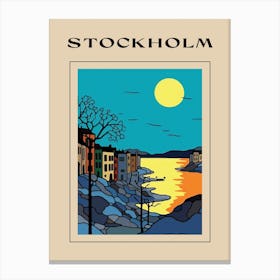 Minimal Design Style Of Stockholm, Sweden 4 Poster Canvas Print