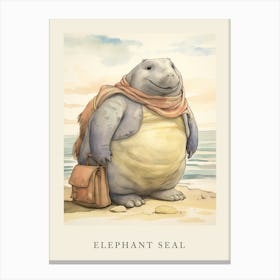 Beatrix Potter Inspired  Animal Watercolour Elephant Seal Canvas Print